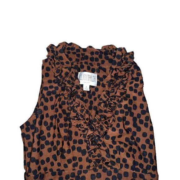 JULIAN TAYLOR Cheetah Print Dress W/ Frilled Bodice Size 4 - Picture 3 of 5
